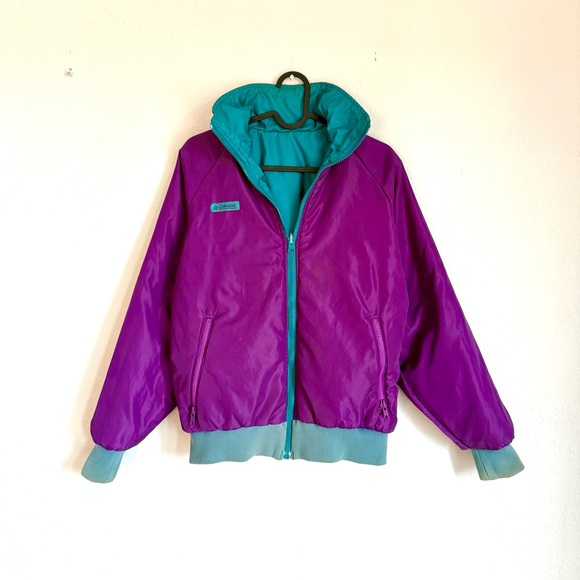 Vintage 2-in-1 Reversible Columbia Windbreaker Ski Jacket - 80’s 90’s retro neon - Picture 1 of 14